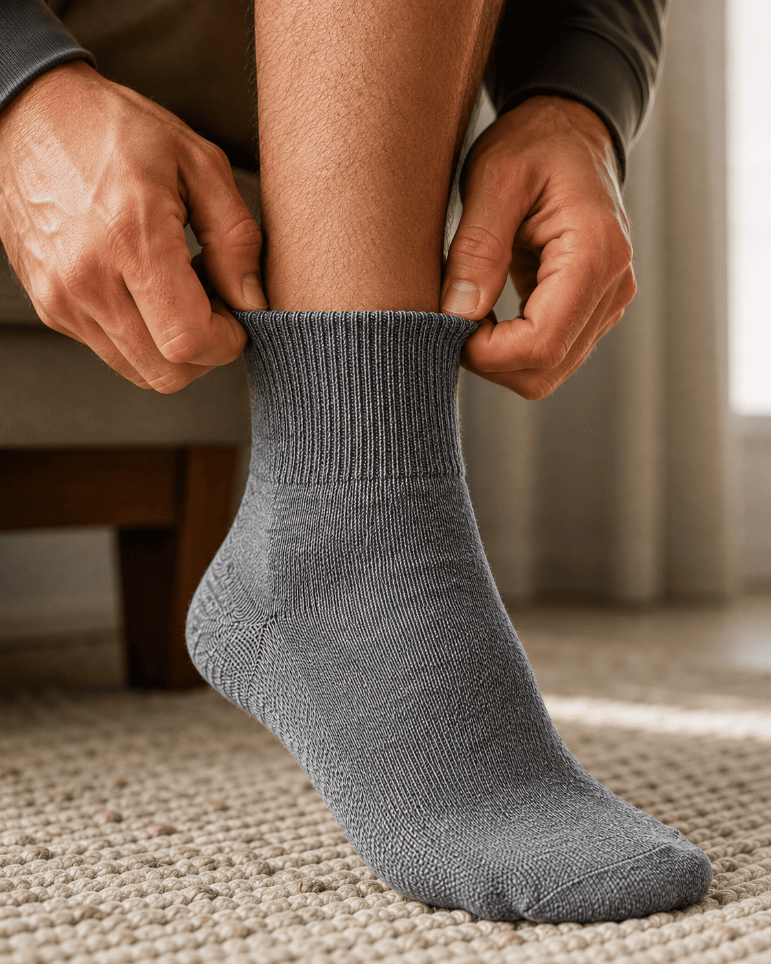 Ankle compression socks worn - natural use