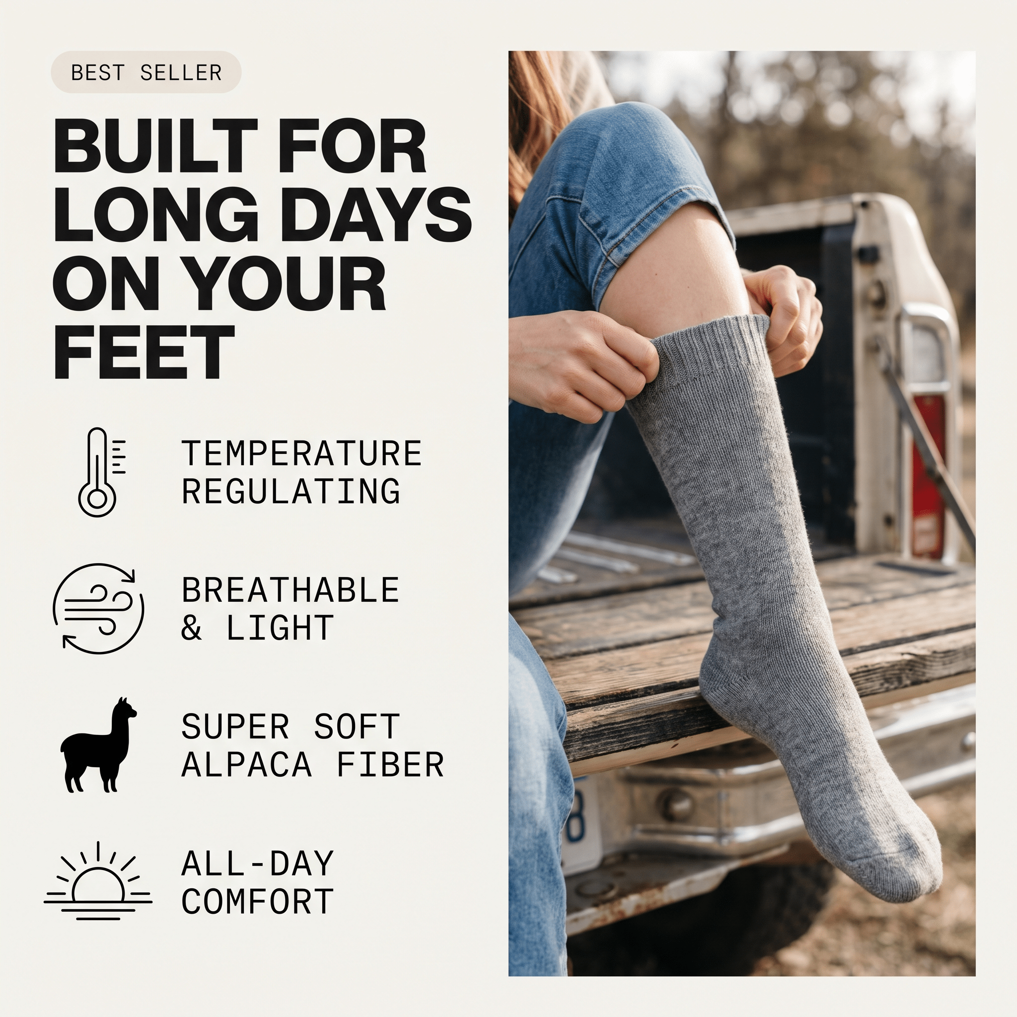 Built for long days on your feet - alpaca compression sock benefits