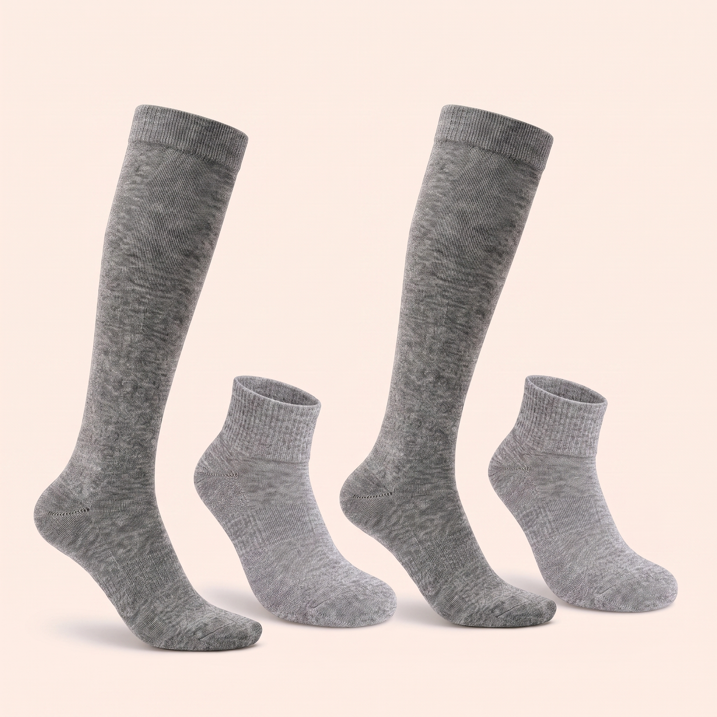 Compression Bundle All Gray - 2 knee-high and 2 ankle in heather gray