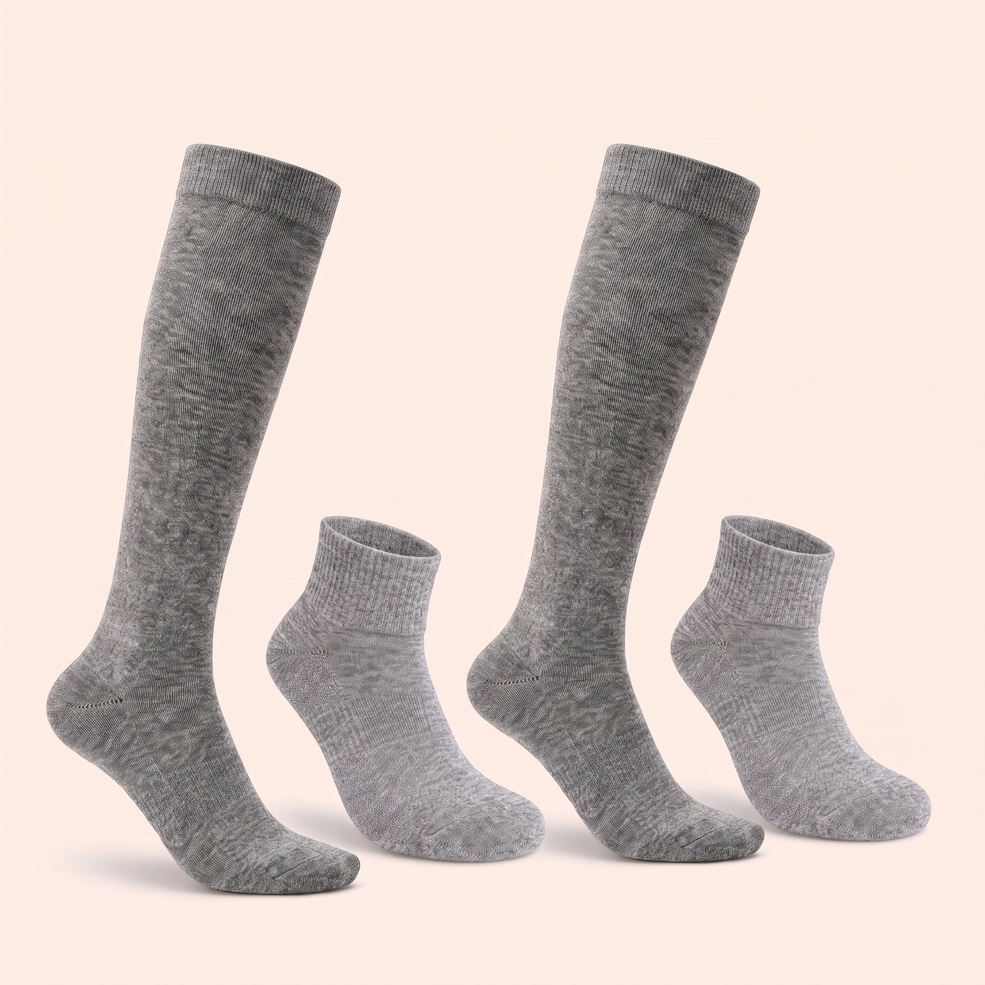 Compression Bundle All Gray - 2 knee-high and 2 ankle in heather gray