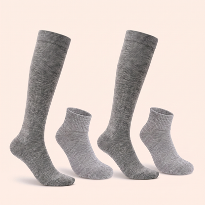 Compression Bundle All Gray - 2 knee-high and 2 ankle in heather gray