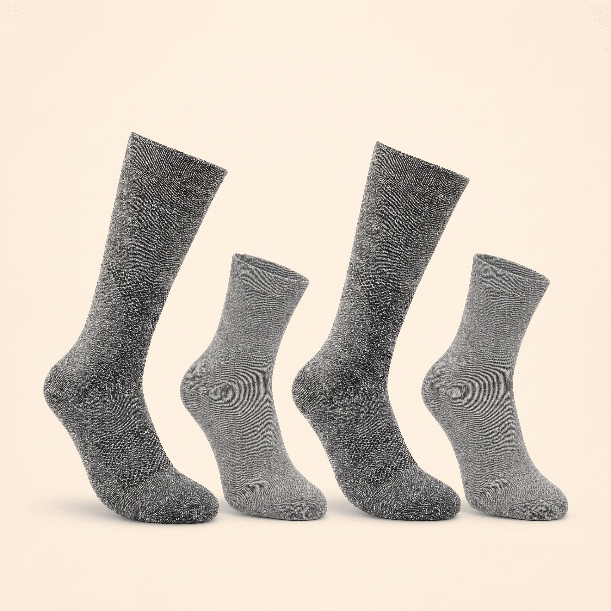 Trail Bundle All Gray - 2 hiking crew and 2 trail ankle in heather gray